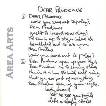 John Lennon - Dear Prudence Limited Edition Hand Written Lyrics